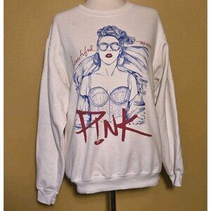 Pink P!nk Beautiful Trauma World Tour Sweatshirt White Medium Cotton Pinkspage